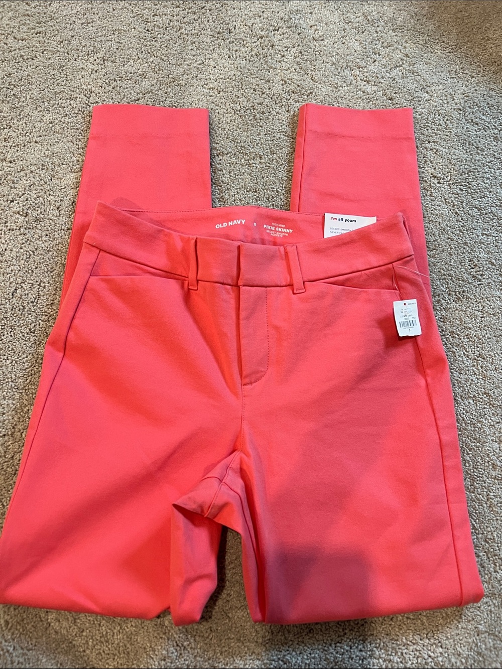 Old Navy Bright Coral Stretch Skinny Pants